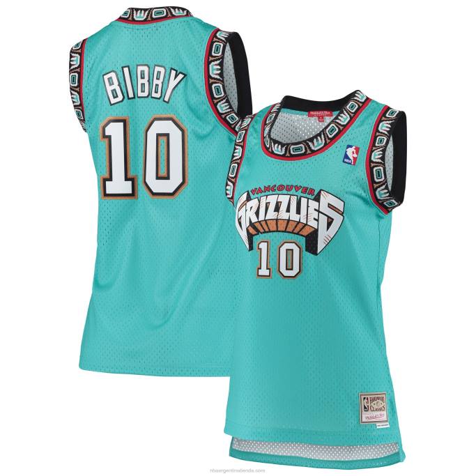 NBA 0F6D10086 vancouver grizzlies mike bibby mitchell & ness turquesa clásico de madera dura swingman jersey