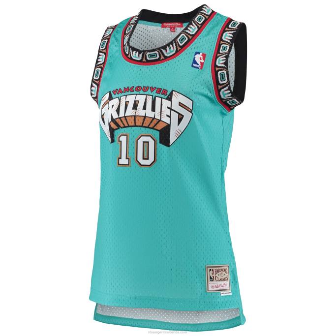 NBA 0F6D10086 vancouver grizzlies mike bibby mitchell & ness turquesa clásico de madera dura swingman jersey