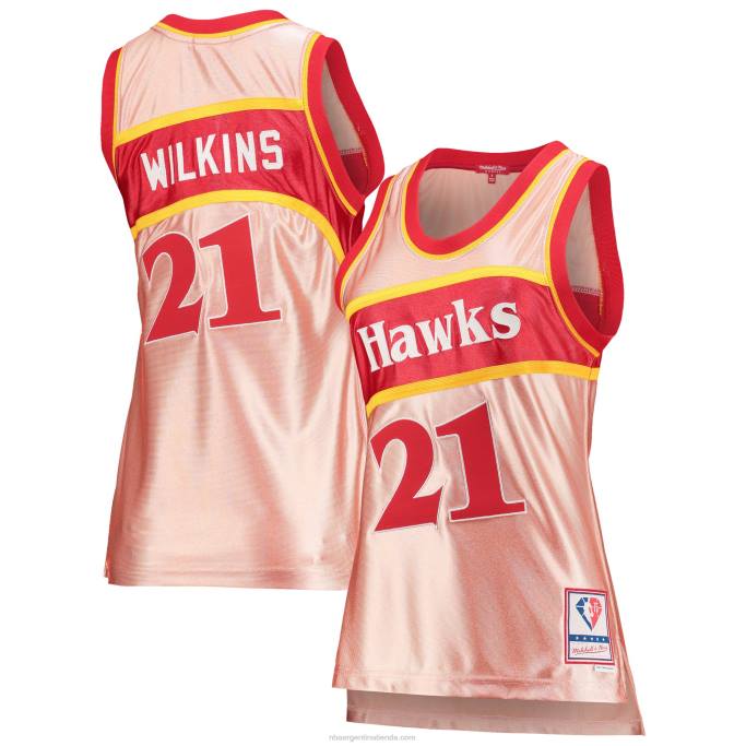 NBA 0F6D12631 atlanta hawks dominique wilkins mitchell & ness rosa 75 aniversario oro rosa 1986 jersey swingman