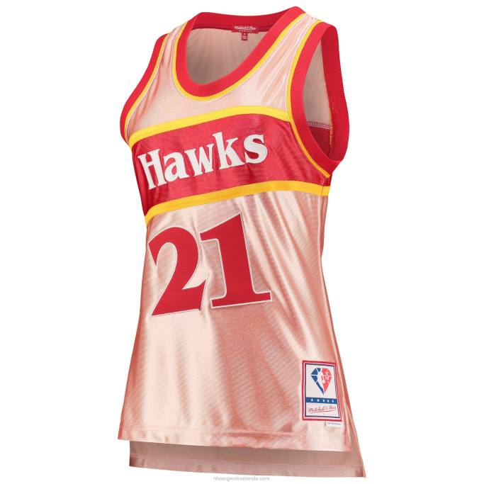 NBA 0F6D12631 atlanta hawks dominique wilkins mitchell & ness rosa 75 aniversario oro rosa 1986 jersey swingman