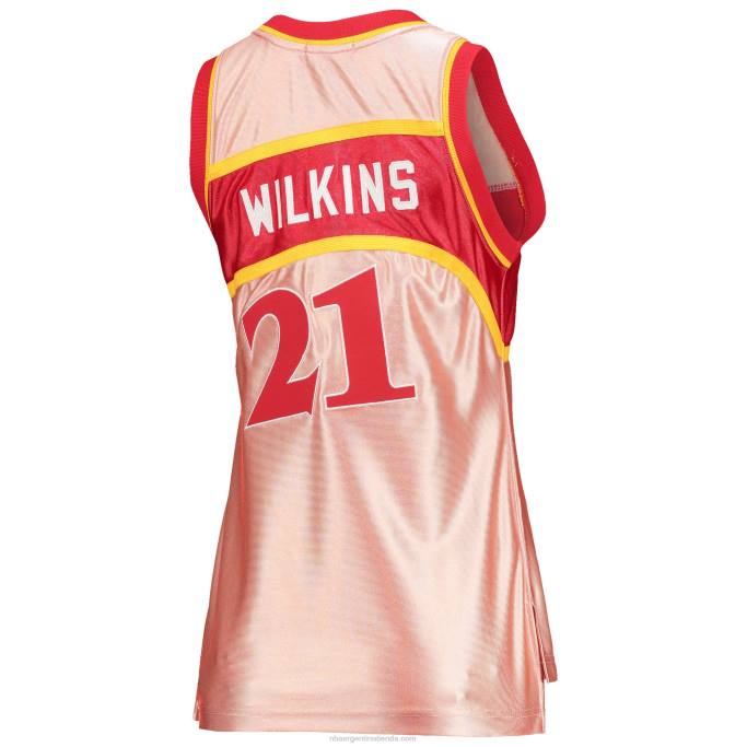 NBA 0F6D12631 atlanta hawks dominique wilkins mitchell & ness rosa 75 aniversario oro rosa 1986 jersey swingman