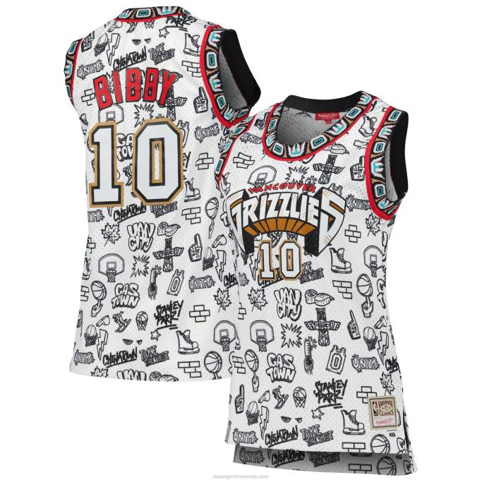 NBA 0F6D13435 vancouver grizzlies mike bibby mitchell & ness blanco 1998 garabato swingman jersey