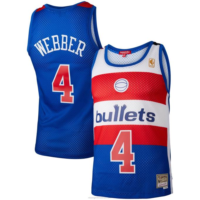 NBA 0F6D16666 balas de washington chris webber mitchell & ness azul clásico de madera dura jersey swingman