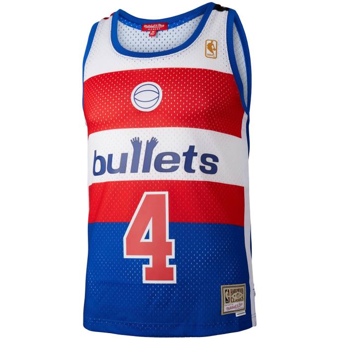 NBA 0F6D16666 balas de washington chris webber mitchell & ness azul clásico de madera dura jersey swingman