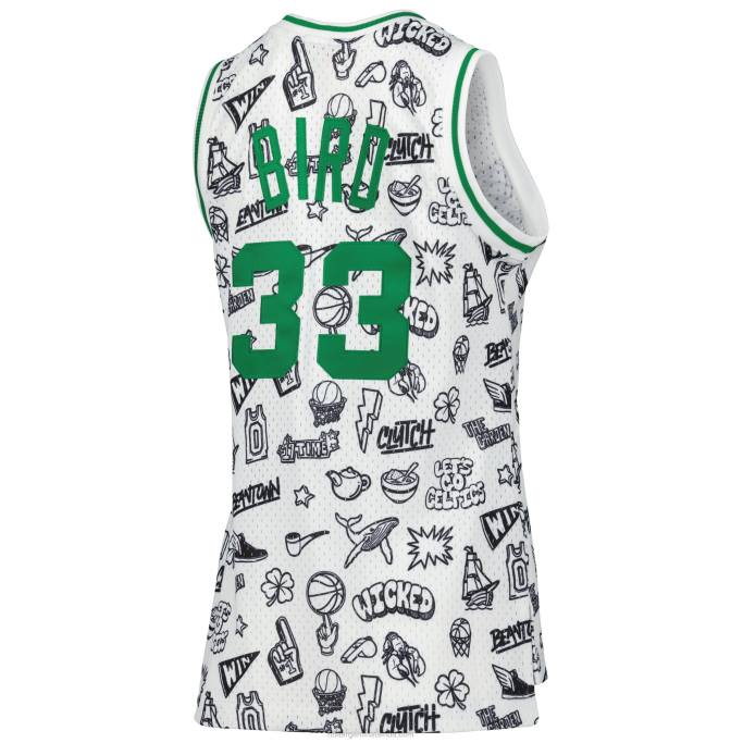 NBA 0F6D8855 boston celtics larry bird mitchell & ness blancas 1985 garabatos swingman jersey