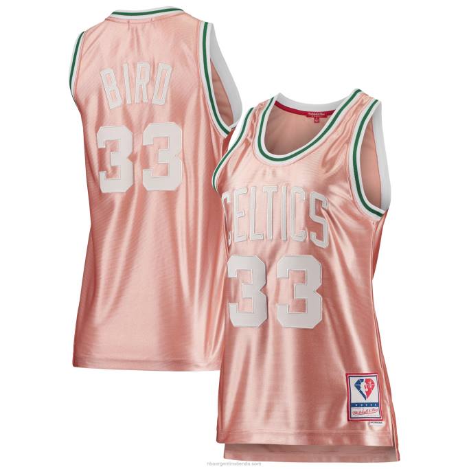 NBA 0F6D8907 boston celtics larry bird mitchell & ness rosa 75 aniversario oro rosa 1985 swingman jersey