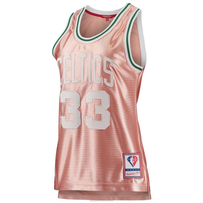 NBA 0F6D8907 boston celtics larry bird mitchell & ness rosa 75 aniversario oro rosa 1985 swingman jersey