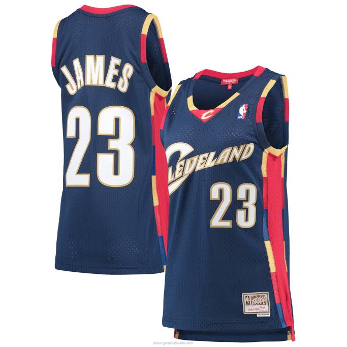 NBA 0F6D9354 cleveland cavaliers lebron james mitchell & ness azul marino hardwood classics swingman jersey