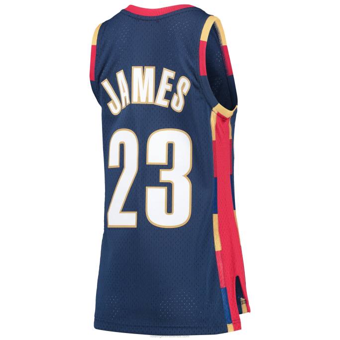 NBA 0F6D9354 cleveland cavaliers lebron james mitchell & ness azul marino hardwood classics swingman jersey