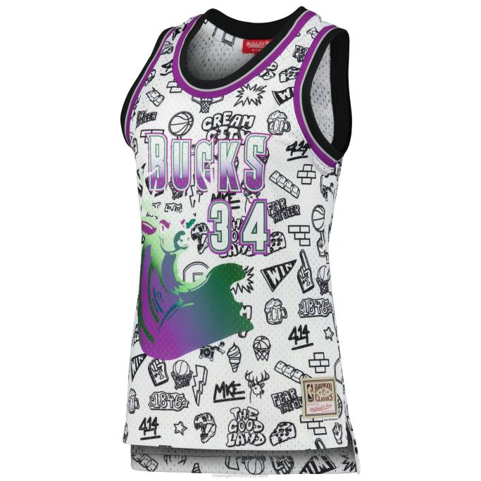 NBA 0F6D9731 milwaukee bucks ray allen mitchell & ness blanco garabato swingman jersey