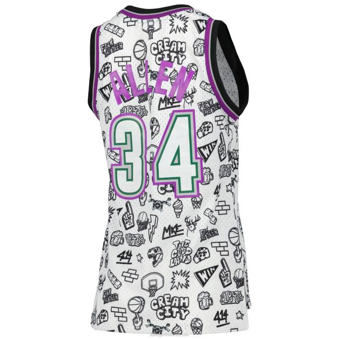 NBA 0F6D9731 milwaukee bucks ray allen mitchell & ness blanco garabato swingman jersey