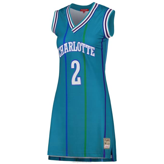 NBA 0F6D8964 charlotte hornets larry johnson verde azulado 1992 hardwood classics nombre y número jugador jersey vestido