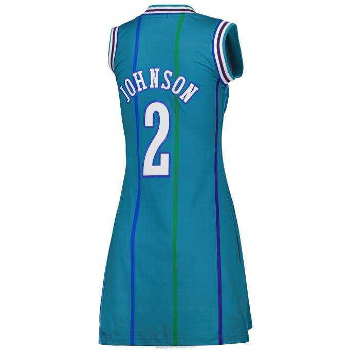 NBA 0F6D8964 charlotte hornets larry johnson verde azulado 1992 hardwood classics nombre y número jugador jersey vestido