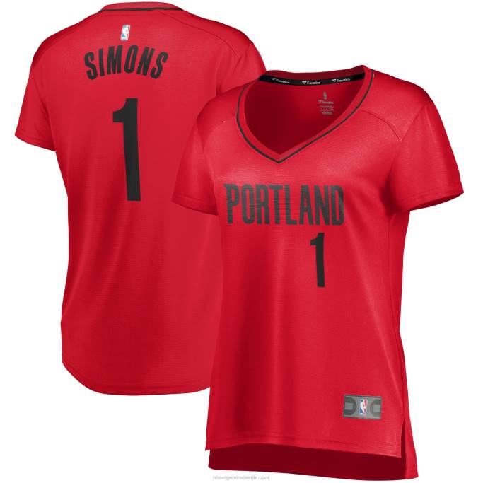 NBA 0F6D11187 portland trail blazers anfernee simons rojo fast break player jersey