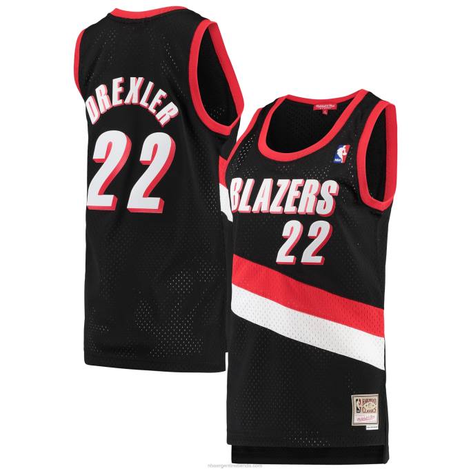 NBA 0F6D9530 portland trail blazers clyde drexler mitchell & ness negro hardwood classics swingman jersey