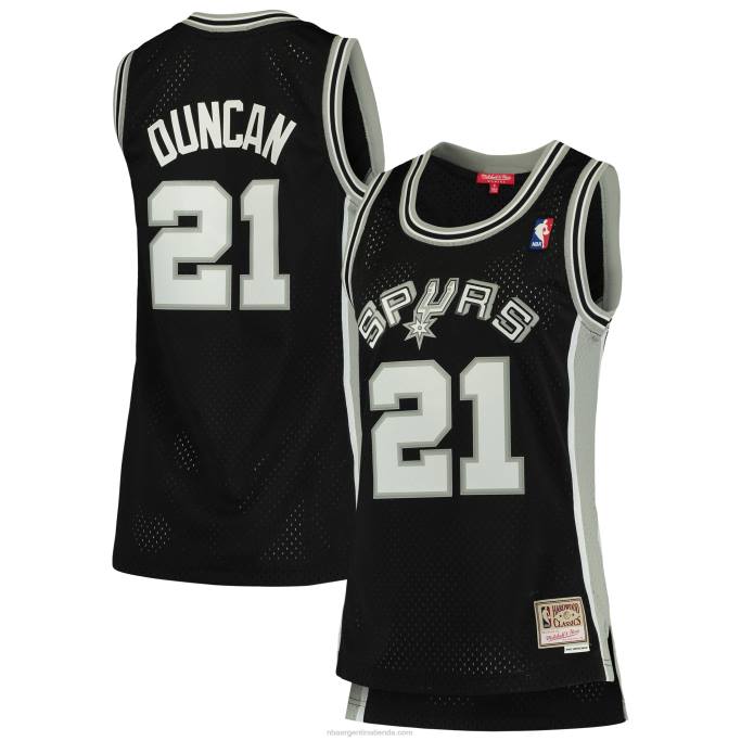NBA 0F6D9806 camiseta de swingman de los san antonio spurs tim duncan mitchell & ness black hardwood classics