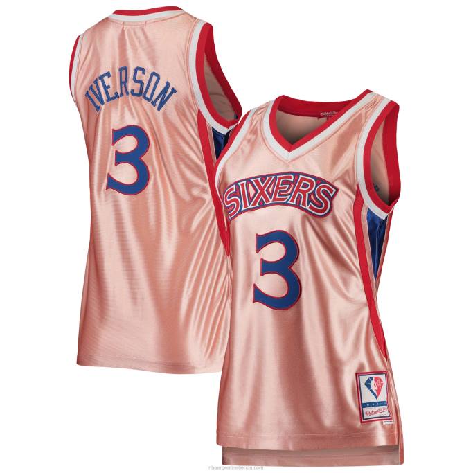 NBA 0F6D9971 philadelphia 76ers allen iverson rosa 75 aniversario rosa oro swingman jersey