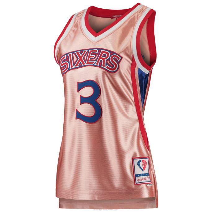 NBA 0F6D9971 philadelphia 76ers allen iverson rosa 75 aniversario rosa oro swingman jersey