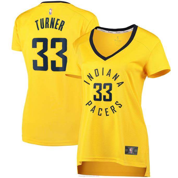 NBA 0F6D13569 Indiana Pacers Myles Turner Gold Fast Break player réplica de playera