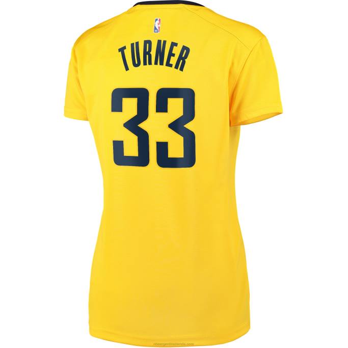 NBA 0F6D13569 Indiana Pacers Myles Turner Gold Fast Break player réplica de playera