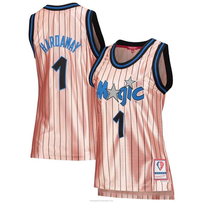 NBA 0F6D10157 orlando magic penny hardaway mitchell & ness rosa 75 aniversario oro rosa 1993 swingman jersey