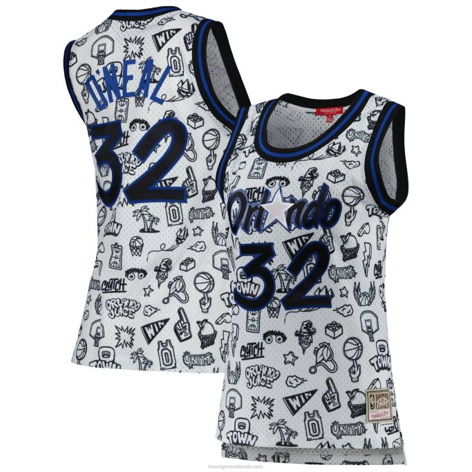 NBA 0F6D10798 orlando magic shaquille o'neal mitchell & ness blanco 1994 doodle swingman jersey