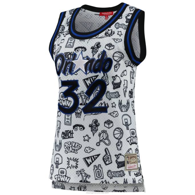 NBA 0F6D10798 orlando magic shaquille o'neal mitchell & ness blanco 1994 doodle swingman jersey