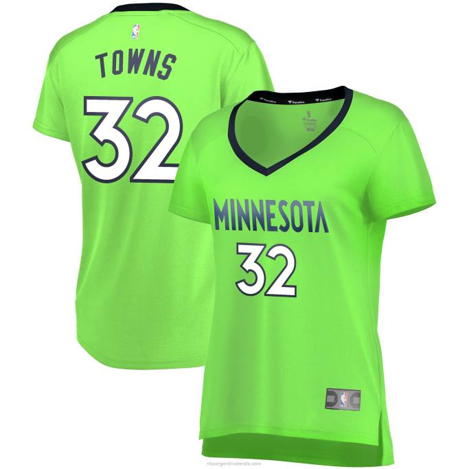NBA 0F6D10534 camiseta réplica de jersey verde neón de karl-anthony towns de los timberwolves de minnesota