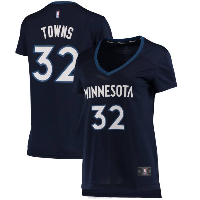 NBA 0F6D11368 minnesota timberwolves karl-anthony towns azul marino fast break replica jersey