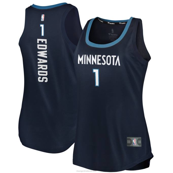 NBA 0F6D9598 Camiseta de tirantes de rotura rápida azul marino de anthony edwards de los Timberwolves de minnesota