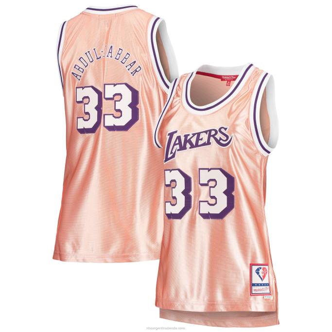 NBA 0F6D10811 los angeles lakers kareem abdul-jabbar rosa 75 aniversario oro rosa 1983 jersey swingman