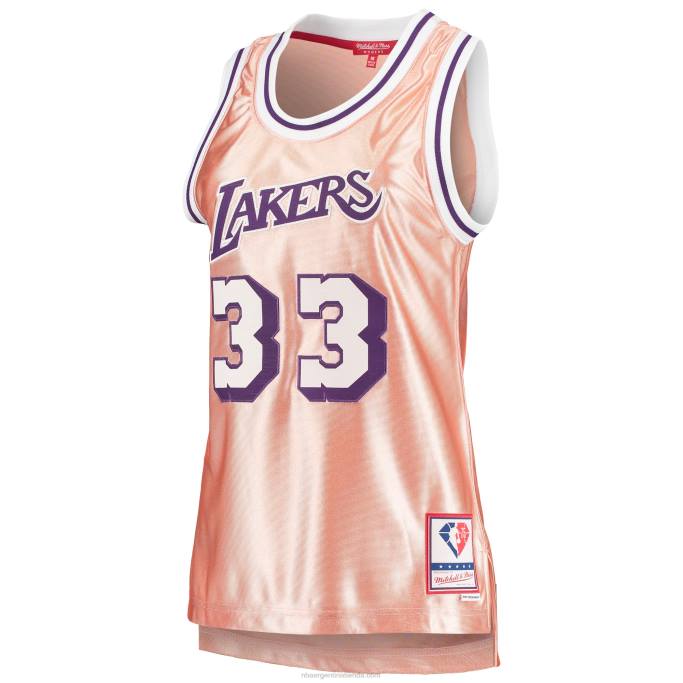 NBA 0F6D10811 los angeles lakers kareem abdul-jabbar rosa 75 aniversario oro rosa 1983 jersey swingman