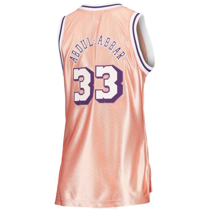 NBA 0F6D10811 los angeles lakers kareem abdul-jabbar rosa 75 aniversario oro rosa 1983 jersey swingman