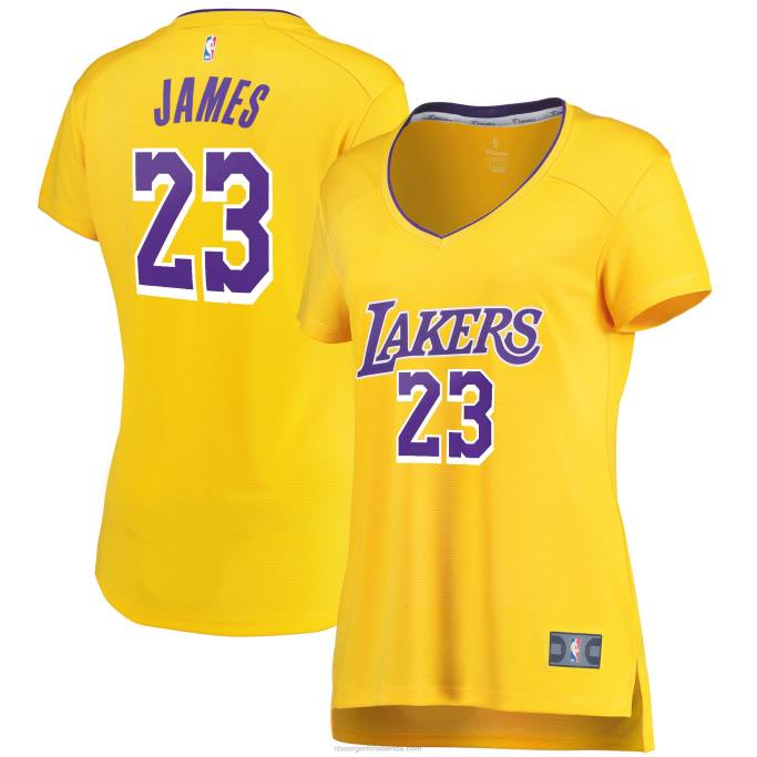 NBA 0F6D8791 réplica de camiseta de los angeles lakers lebron james gold fast break