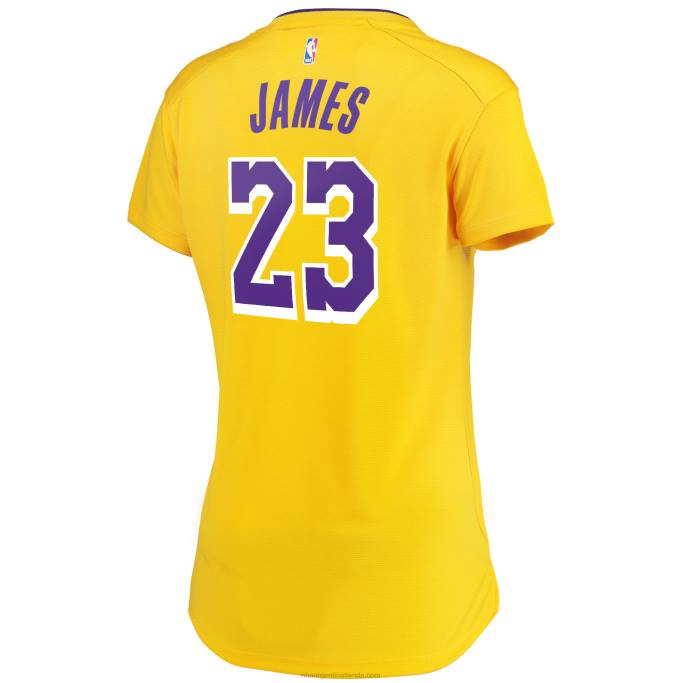 NBA 0F6D8791 réplica de camiseta de los angeles lakers lebron james gold fast break