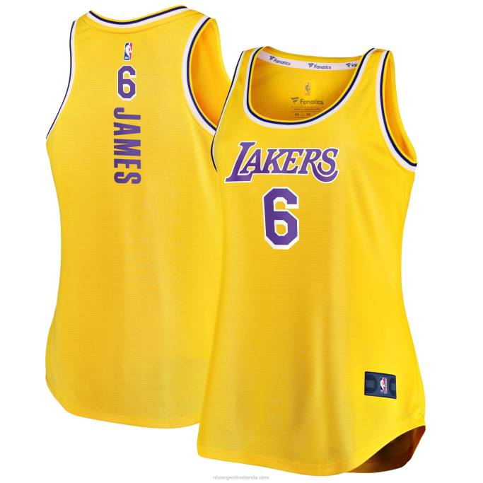 NBA 0F6D8886 los angeles lakers lebron james oro fast break tank camiseta
