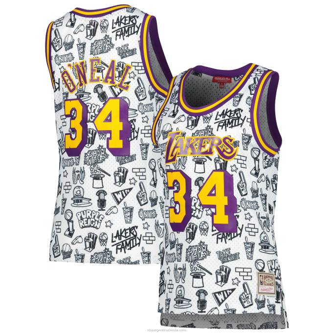 NBA 0F6D9024 los angeles lakers shaquille o'neal mitchell & ness garabato blanco swingman jersey