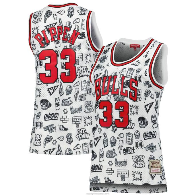 NBA 0F6D10073 los toros de chicago scottie pippen mitchell & ness garabatos blancos swingman jersey