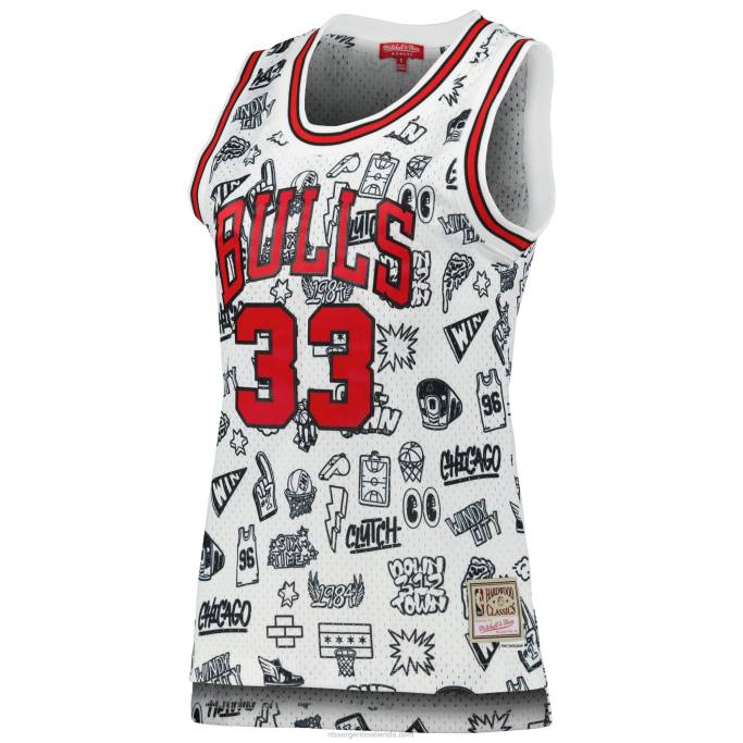 NBA 0F6D10073 los toros de chicago scottie pippen mitchell & ness garabatos blancos swingman jersey