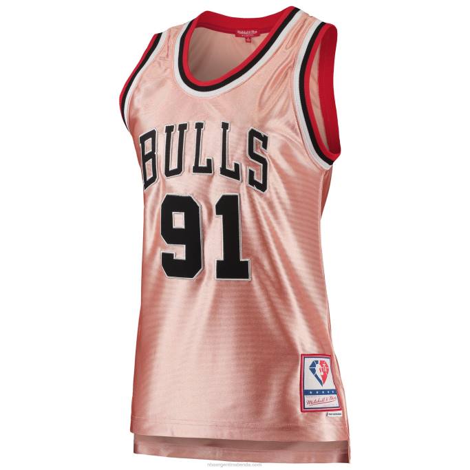 NBA 0F6D10548 chicago bulls dennis rodman mitchell & ness rosa 75 aniversario rosa oro swingman jersey