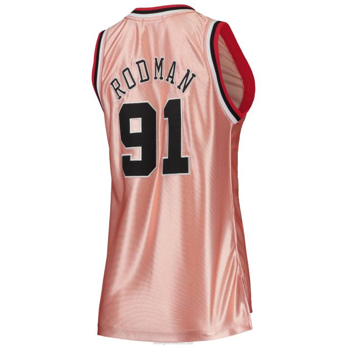 NBA 0F6D10548 chicago bulls dennis rodman mitchell & ness rosa 75 aniversario rosa oro swingman jersey