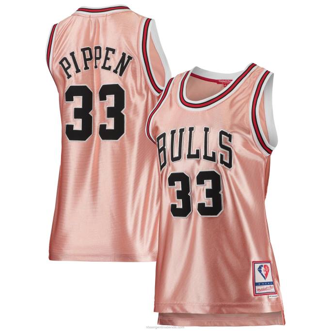 NBA 0F6D9907 chicago bulls scottie pippen mitchell & ness rosa 75 aniversario oro rosa swingman jersey