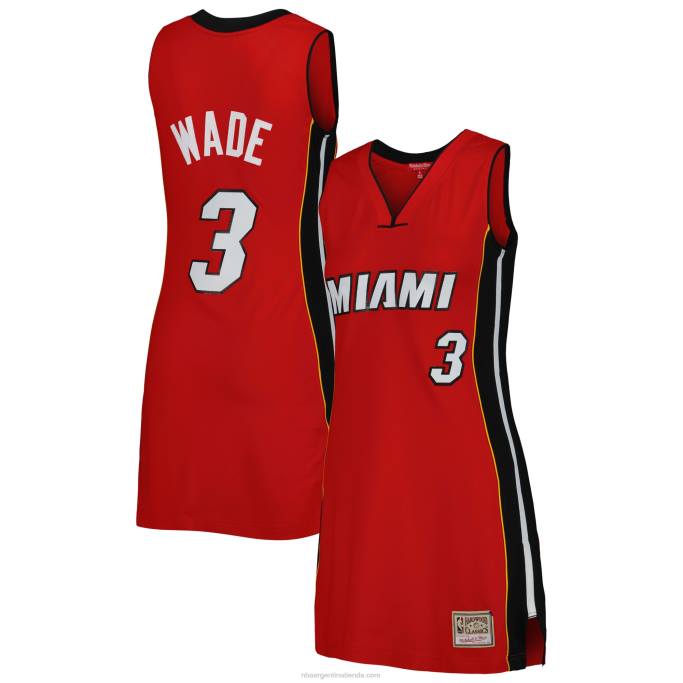 NBA 0F6D8793 miami heat dwyane wade mitchell & ness rojo 2005 hardwood classics nombre y número player jersey dress