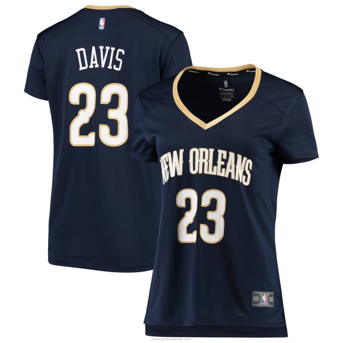 NBA 0F6D15733 New Orleans Pelicans anthony davis azul marino fast break replica jersey