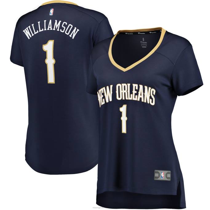 NBA 0F6D9775 New Orleans Pelicans Zion Williamson Navy Fast Break Réplica Jersey
