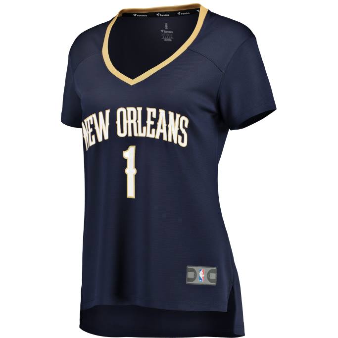NBA 0F6D9775 New Orleans Pelicans Zion Williamson Navy Fast Break Réplica Jersey