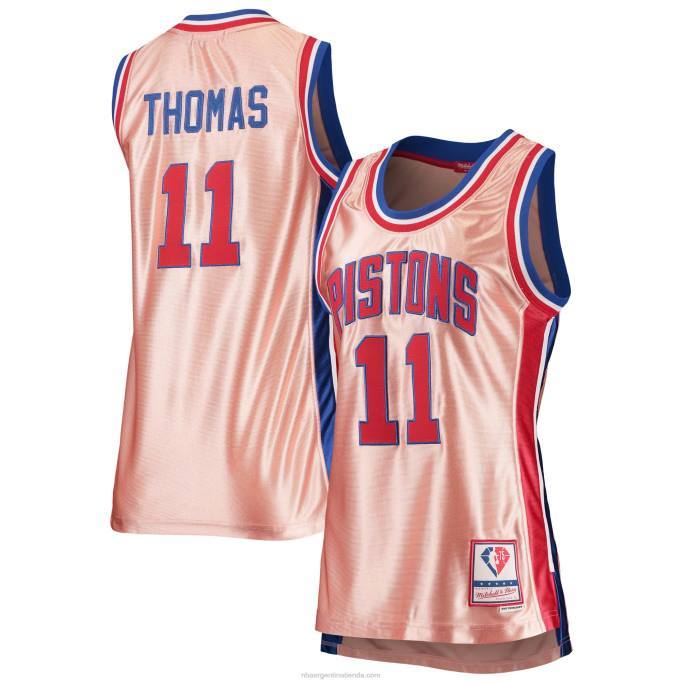 NBA 0F6D13342 detroit pistons isiah thomas mitchell & ness rosas 75 aniversario oro rosa 1982 swingman jersey