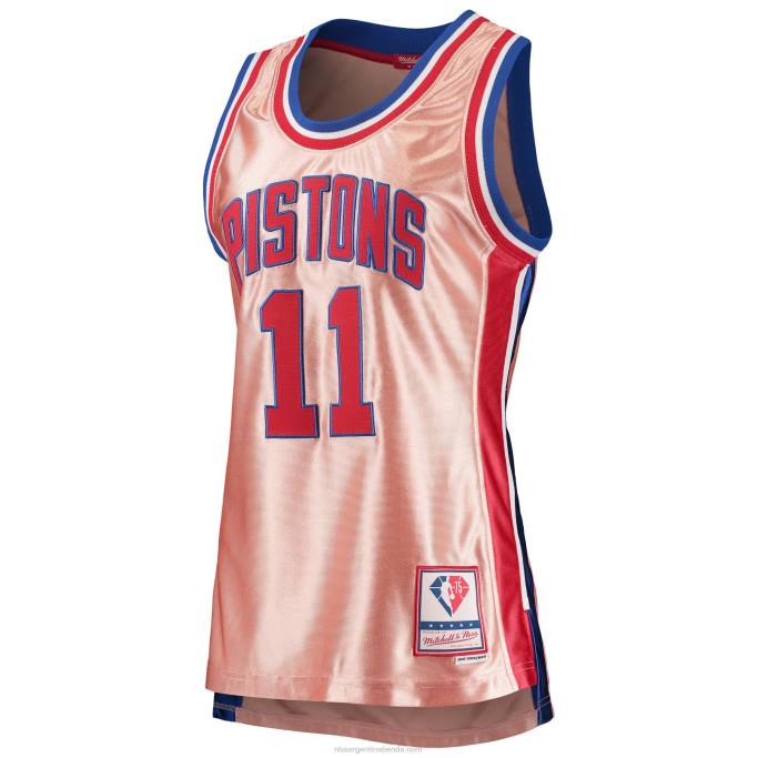 NBA 0F6D13342 detroit pistons isiah thomas mitchell & ness rosas 75 aniversario oro rosa 1982 swingman jersey