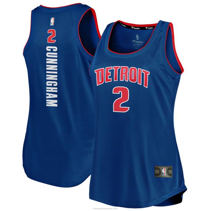 NBA 0F6D9562 Detroit Pistons Cade Cunningham camiseta azul de tanque de rotura rápida