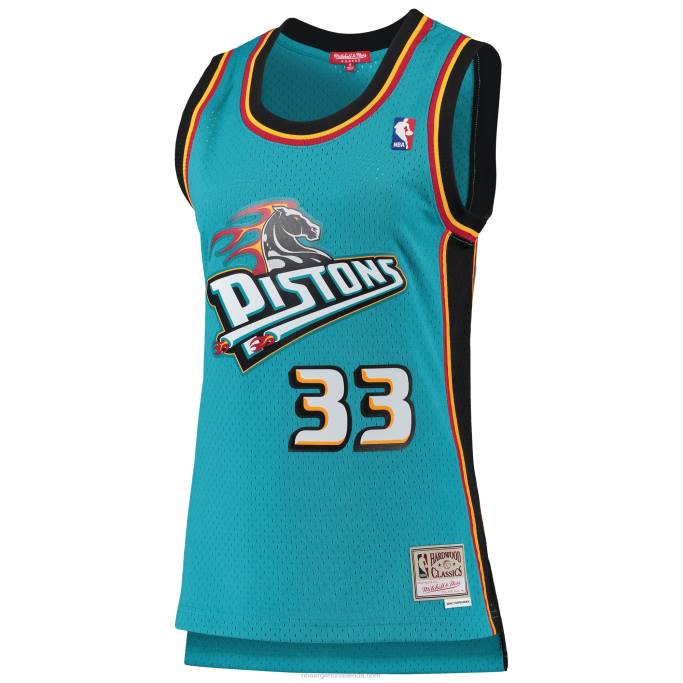 NBA 0F6D9807 detroit pistons grant hill mitchell & ness teal hardwood classics swingman jersey